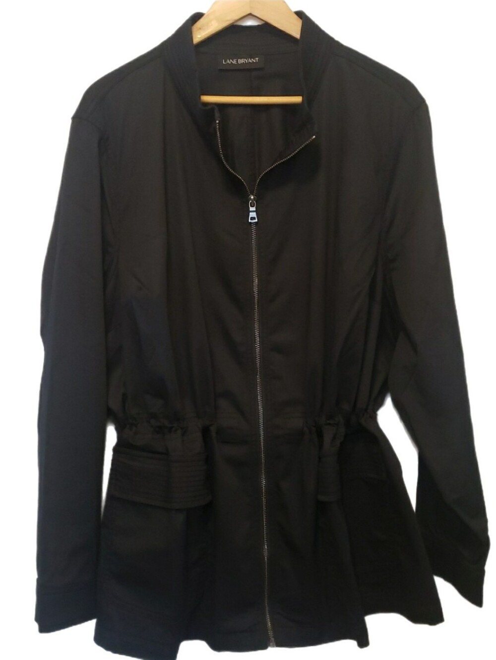 Lane Bryant Black Lightweight Zip Jacket with Waist Detail, 26-28